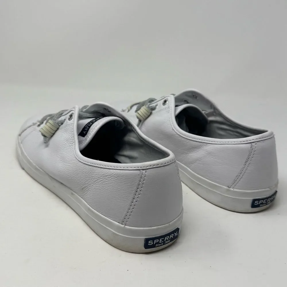 SPERRY | White Leather Lace Up Slip On Sneakers Women’s Size 12